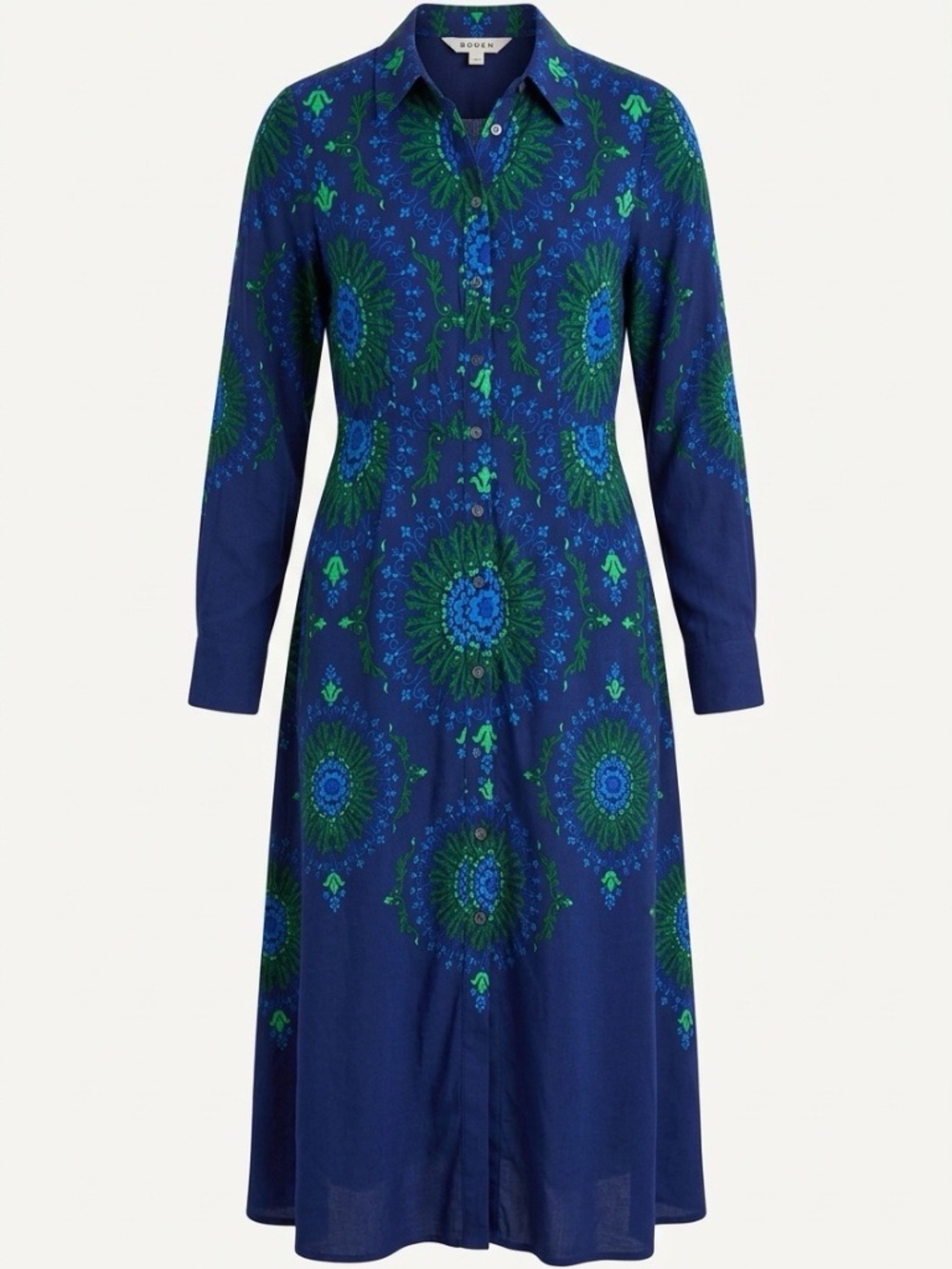 BODEN Kate Midi Shirt Dress French Navy, Artizian Geo Women - size 4